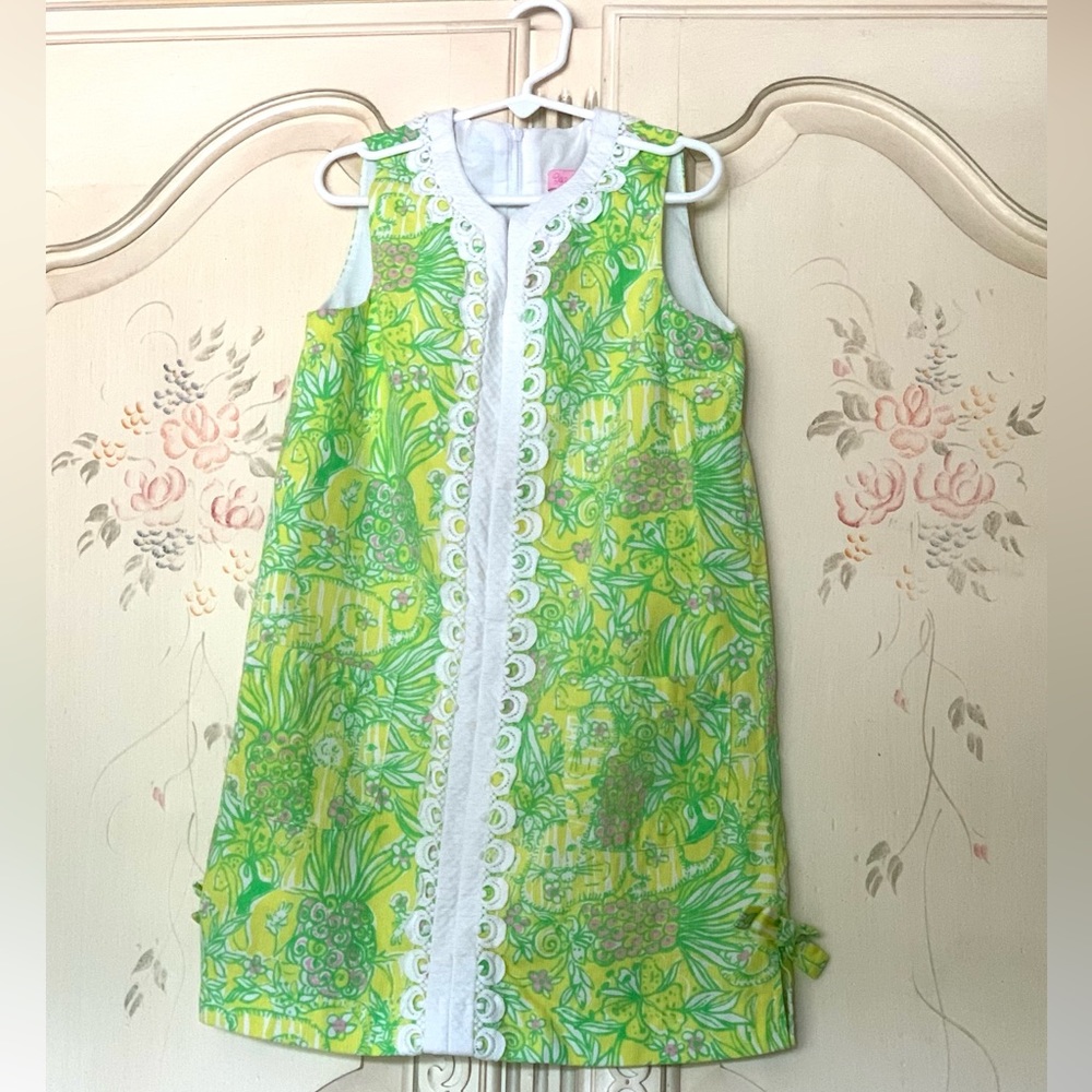 Lilly Pulitzer Girls’ 8 Crazy Cat House Classic Shift Dress w/White Lilly Lace